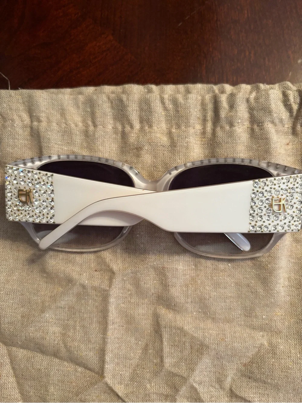 Beautiful White Crystal EK Sunglasses